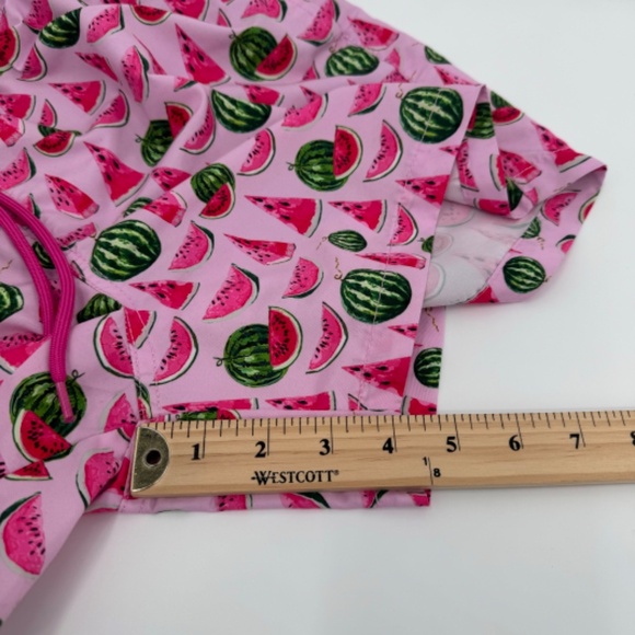 Happy Hour Swim Trunks Men Small Pink Watermelon Mesh Lined Shorts Elastic Waist - Picture 10 of 10